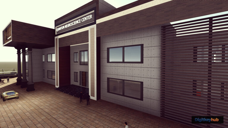 3D-Architekturrender eines modernen Gebaeudeentwurfs
