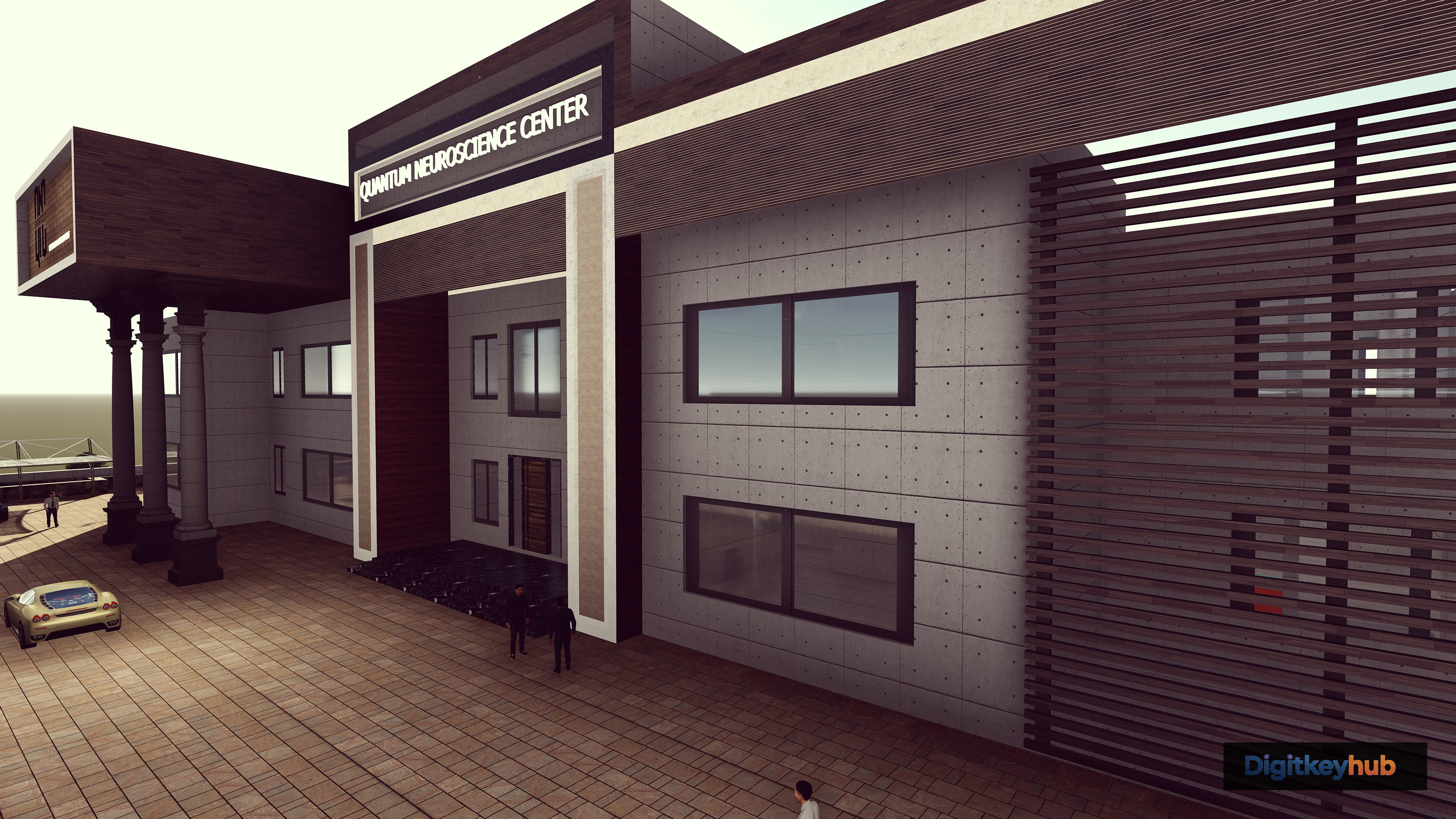 3D-Architekturrender eines modernen Gebäudeentwurfs als Beispiel für AutoCAD Architecture